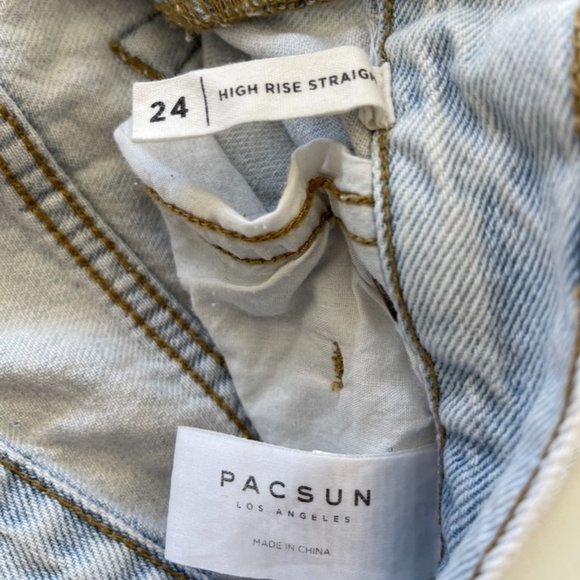 PacSun High Rise Straight Distressed Jeans Size 24 - Picture 3 of 10